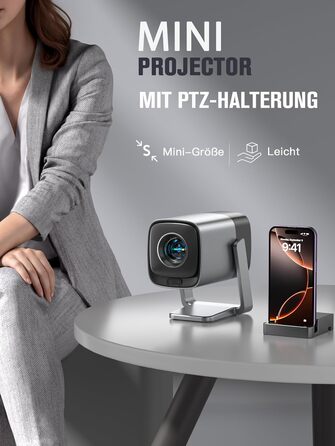 Mini проєктор 1080P з WiFi, Bluetooth, Dolby Audio та автофокусом, XuanPad, 210° обертання, фільтр пилу та система охолодження