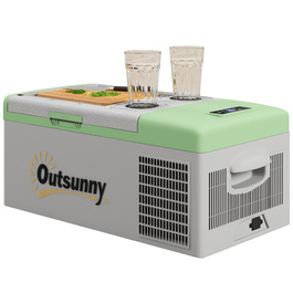 Компресорний охолоджувач Outsunny 16 л, автомобільний охолоджувач 12/24 В постійного струму та 100-240 В змінного струму, до -20 °C, портативна морозильна камера з режимами MAX/ECO, міні-холодильник