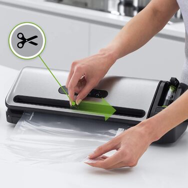 Вакууматор FoodSaver FFS017X з різачем, відсіком для рулонів, ручним вакууматором та функцією маринування, сріблястий