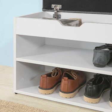 Підставка для взуття SoBuy FSR25-W з сидінням підставка для взуття підставка для взуття шафа для взуття, скриня для взуття BHT прибл. 60x44x30 см (світло-сірий, маленький)