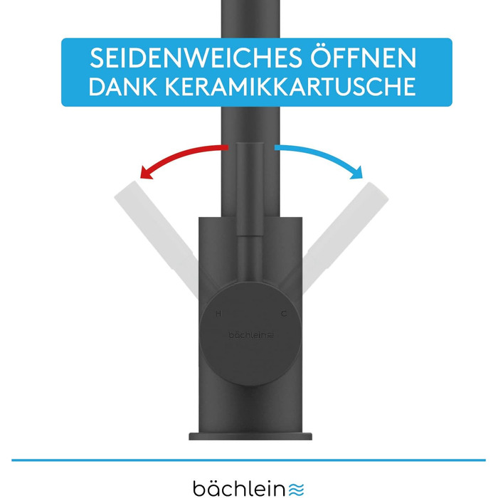 Змішувач для кухні Bchlein Nedo поворот на 360 градусів (чорний матовий) змішувач для раковини з нержавіючої сталі з гнучкою горловиною та душовою лійкою з кнопкою перемикання передач, змішувач для кухні