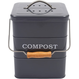 Відро для сміття для компосту Морезі Кухня 6 л відро для компосту відро для органічних відходів-в комплекті фільтри з активованим вугіллям компостер з кришкою і ручкою для сортування кухонних відходів-Сірий