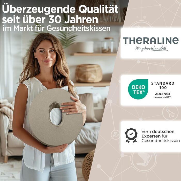 Ергономічний ортопедичний подушка-кільце Theraline для розвантаження куприка, після операцій та пологів, при геморої (Антрацит Меланж, 35x48 см)