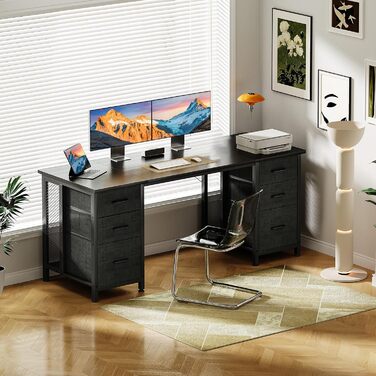 Комп'ютерний стіл Coleshome з 6 висувними ящиками, 160x52 см, білий, для дому та офісу