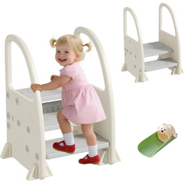 Дитячий тритулковий стільчик Hominewti з регулюванням висоти, неслизький, з підлокітниками, для ванної, дитячої кімнати, кухні (сірий)