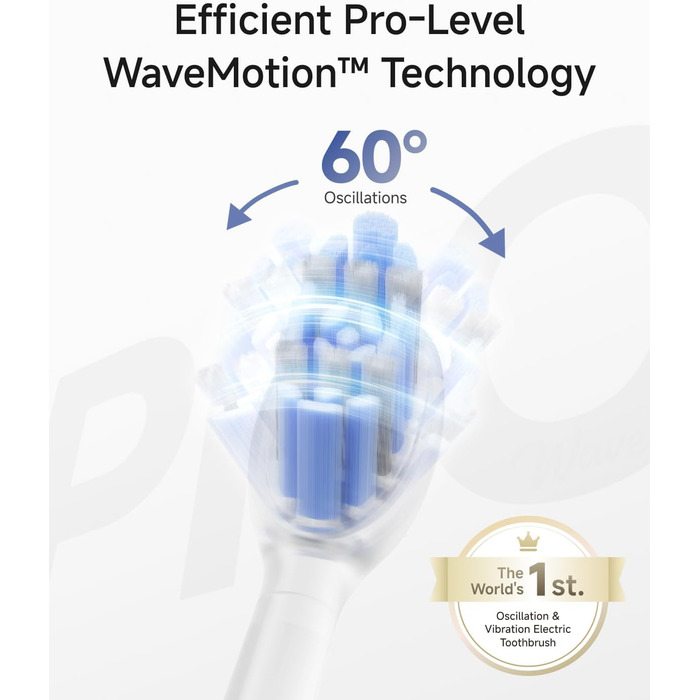 Електрична зубна щітка Laifen Wave Pro з 6 режимами чищення, акумулятор до 70 днів, прозорий чорний колір