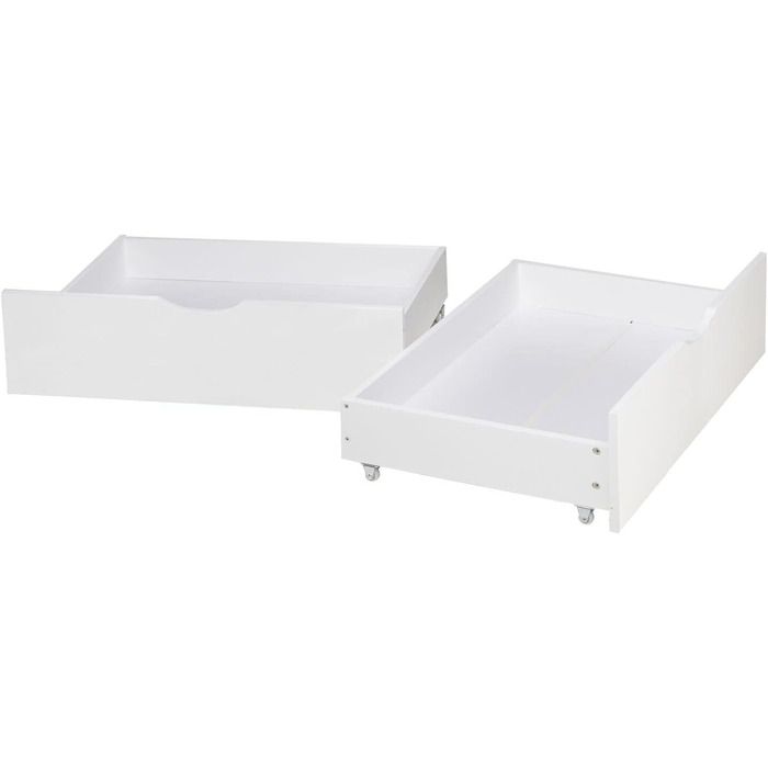 Ящик для зберігання ліжок на коліщатках дерев'яний білий набір з 2 висувних ящиків для ліжок 2 шт., 4u 2196