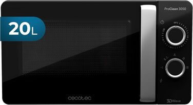 Мікрохвильова піч Cecotec ProClean 3050, 20 л, Ready2Clean, 700 Вт, 6 режимів, таймер 30 хв, розморожування, чорна-срібляста