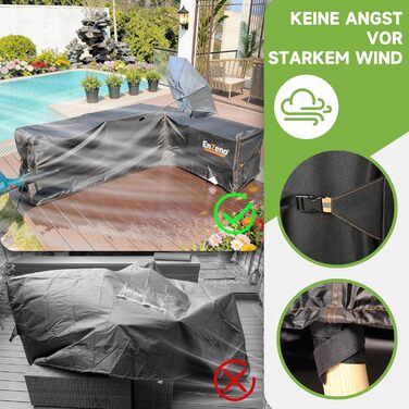 Чохол для садово-патіо меблів Enzeno L-подібної форми, водонепроникний та вітростійкий, 255x255x87 см