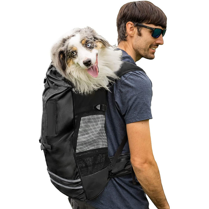 Рюкзак для собак Galate, Регульований рюкзак для собак малого та середнього розміру, зручний для перенесення, рюкзак для домашніх тварин для прогулянок на свіжому повітрі, піших прогулянок, альпінізму, подорожей(L, Чорний) L Чорний