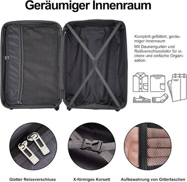 Набір валіз Merax 5 шт. (M-L-XL) з ABS, TSA-замком, розширення L-XL, з сумкою та косметичкою, бежево-чорний