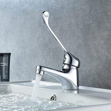 Змішувач для ванної кімнати Ibergrif Bari з медичним грифом, настінний, хром/срібло, висота виливу 45 мм, модель M11053 Modern