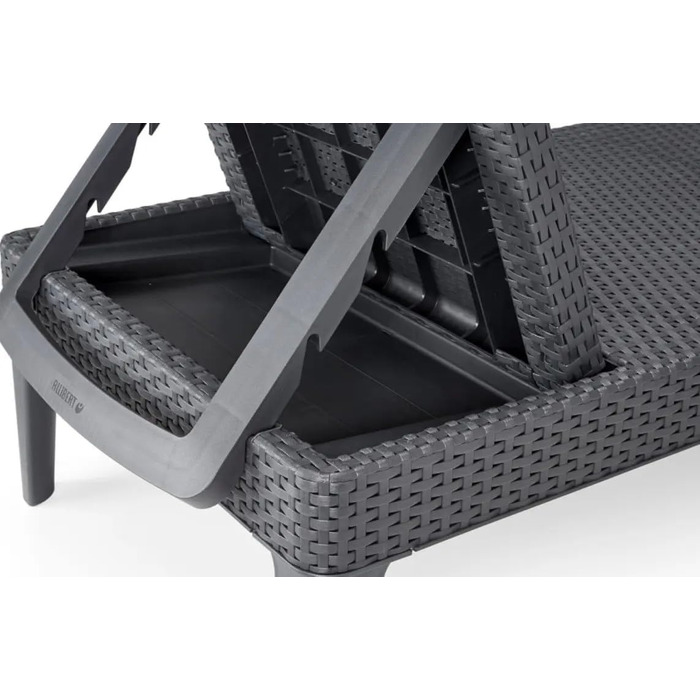 Шезлонг Keter Jaipur для саду з регульованою спинкою, сірий, з подушкою, 187 x 58 x 29 см (імітація ротангу)