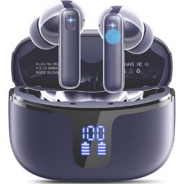 Навушники-вкладиші Renimer Bluetooth, 4 мікрофони ENC, шумозаглушення, IPX7, HiFi, USB-C, синій