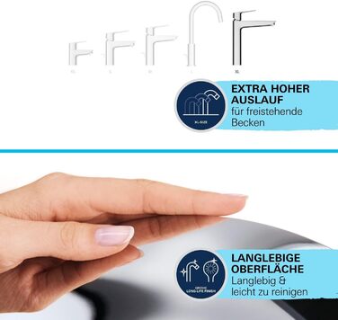 Змішувач для умивальника GROHE StartEdge, економічний, з холодною водою в середній позиції, 15 см, з поп-ап зливом, інструмент 3-в-1, проста установка (хром, XL, Push-Open)