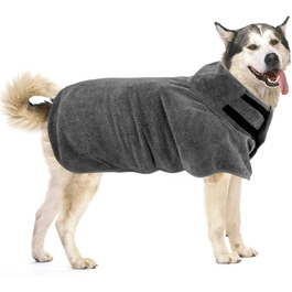Сушарка для собак, вбираючий халат для собак Регульований халат для собак швидковисихаючий рушник для собак Пальто рушник для собак Регульований комір і талія рушник для собак для собак (XL)