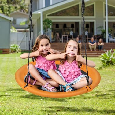 Дитяча гойдалка-гніздо COSTWAY, Ø 100 см, жовта - для дому та вулиці