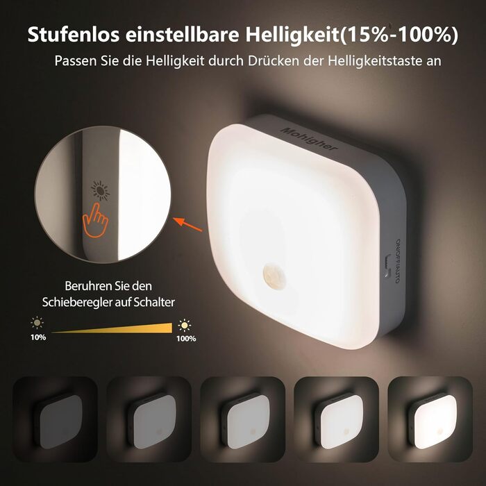 Нічник з датчиком руху, LED нічник у розетку з регулюванням яскравості та 3 режимами (Авто/Увімкнено/Вимкнено), тепле біле освітлення для дитячої кімнати, спальні, коридору, кухні (2 шт.)