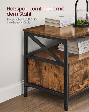 Тумба під телевізор VASAGLE до 80 дюймів, з 3 шухлядами та 3 полицями, 178x40x50 см, вінтажний коричнево-чорний, сталевий каркас