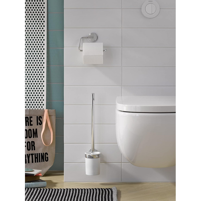 Набір аксесуарів для ванної кімнати EMCO Round WC з 3 предметів, включаючи гачок для рушників, тримач для паперу, набір йоржів для унітазу 3 в 1, ідеально підходить для будь-якої ванної кімнати, хромований набір для унітазу одного розміру