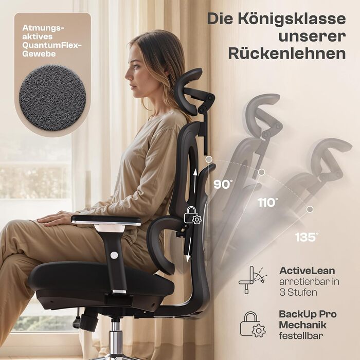 Ергономічне крісло Galahad Merlin (чорний) - офісне, для ігор, 150 кг | Крісло для роботи та дому