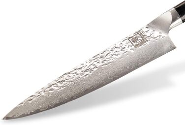 Кухонний ніж шеф-кухаря Zayiko Kuro Damast з лезом 20 см, з 67 шарів дамаської сталі, з ручкою з паккавуду