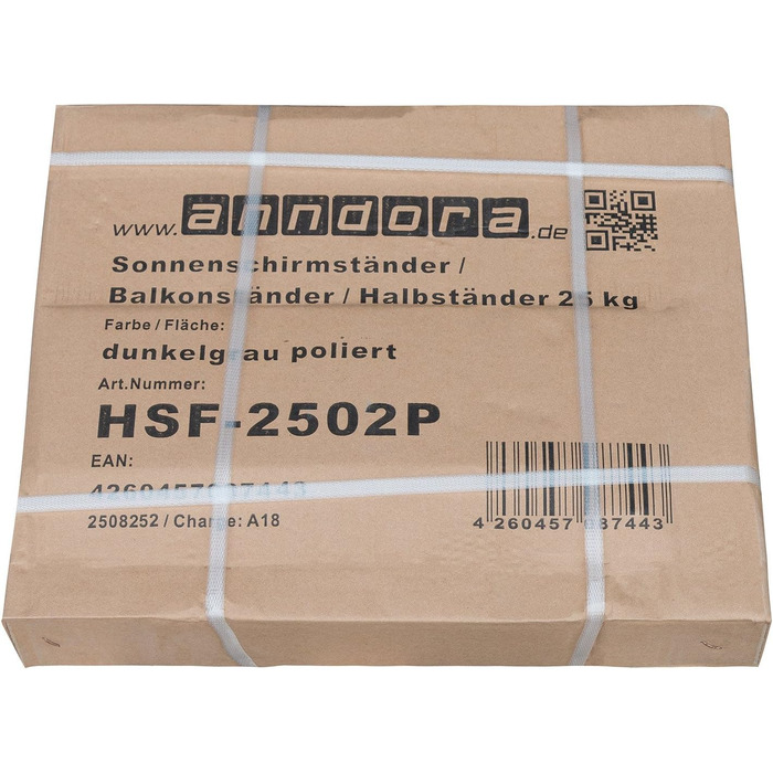 Підставка для парасольки Anndora Granit 25 кг, темно-сіра, для балкона, діаметр стієна до 48 мм