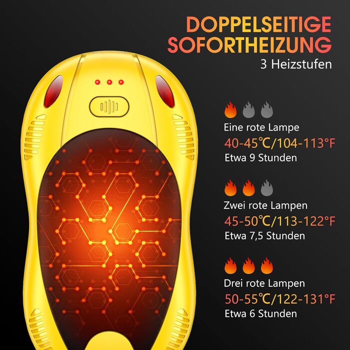 Електричні грілки для рук FANDLISS з акумулятором 10000mAh, 2 шт., з двостороннім нагрівом, USB, 3 режими, для кемпінгу та активного відпочинку