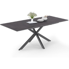 Розсувний обідній стіл IDMarket Jaspe, прямокутний, на 6-10 осіб, бетонний ефект, сірий, 160-200 см