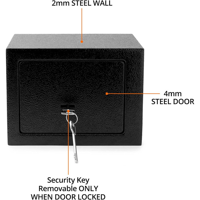 Сейф QWORK 23x17x17см - ключ з трьома бітами, сталь, високий рівень безпеки для цінностей