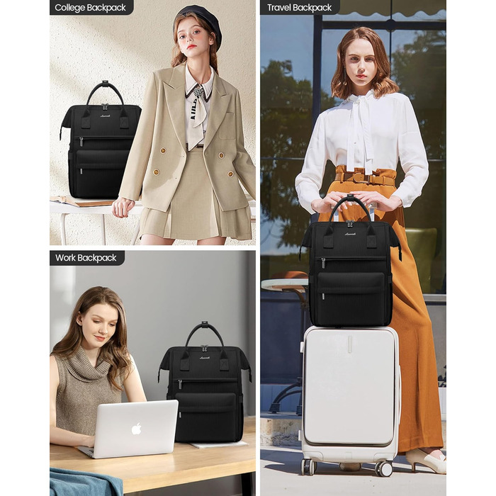 Сумка-рюкзак LOVEVOOK для жінок, для ноутбука, подорожей, роботи, школи, університету. Містка, водонепроникна, елегантна, бежева (15,6 дюймів)