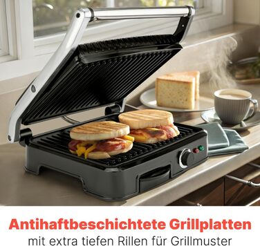 Контактний гриль Clatronic® KG 3487: 2000W, антипригарне покриття, для паніні та тостів