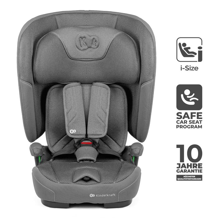 Автокрісло Kinderkraft FIX2GO i-Size 76-150 см (15 міс - 12 років), сіре, ISOFIX, з SPS+, H-GUARD+, 5 положень, з пранням чохла