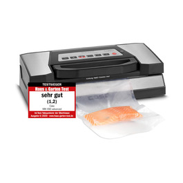 Вакууматор для продуктів CASO VRH 690 advanced: професійний вакуумний пакувальник, 20 л/хв, подвійний шов, вбудований різак, 150 циклів безперервно, з 2 рулонами плівки