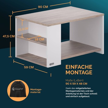 Столик журнальний Santa Cruz White/Oak 90x60x50см