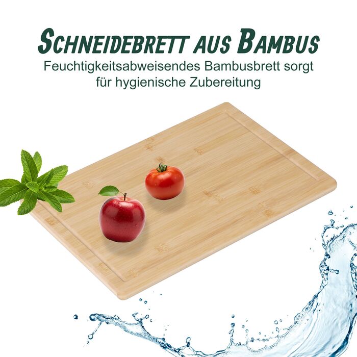 Дерев'яна обробна дошка Relaxdays з бамбука з жолобом для соку