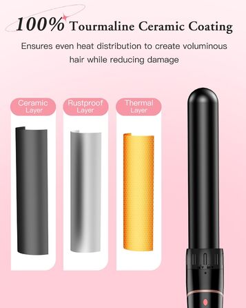 BESTOPE PRO Локкенштаб 6-в-1: великі та малі локони, різні насадки, регулювання температури, чорний