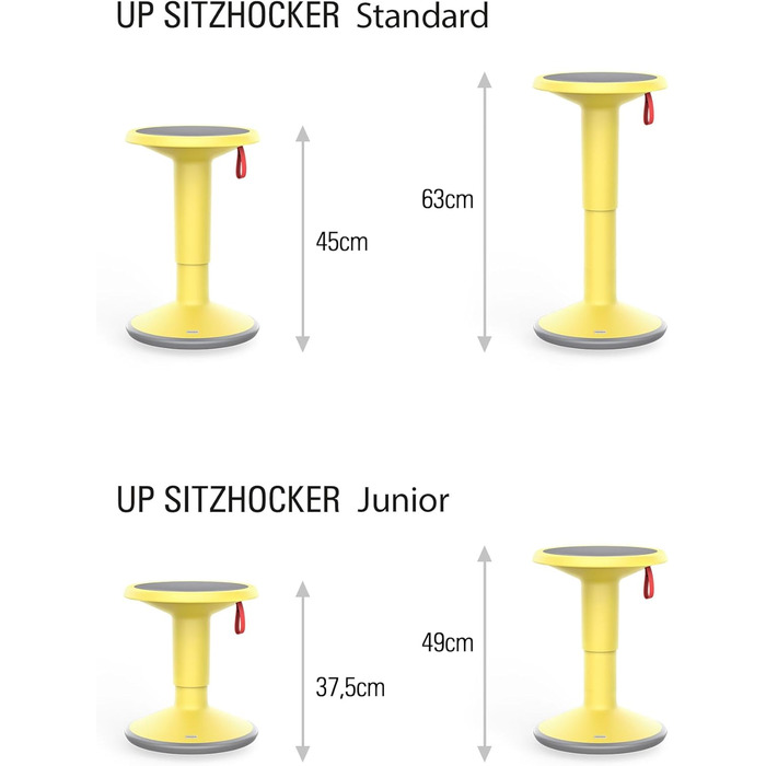 Interstuhl UPis1 - Ергономічний стілець-хокер з ефектом свингу, регульована висота, жовтий (UP Junior)