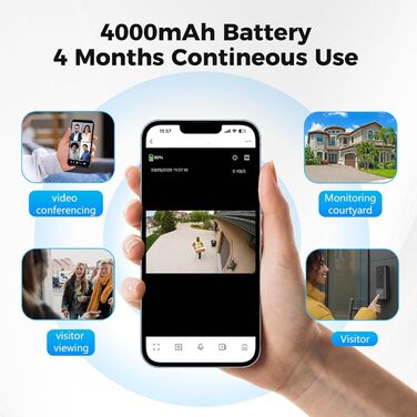 Розумна відеодзвінок Swokely Smart WiFi з PIR-датчиком, нічне бачення, IP65, для дому