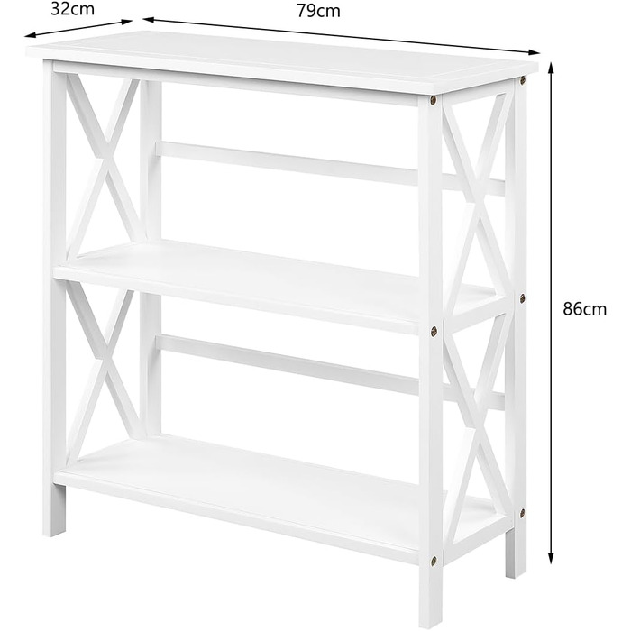 Консольний стіл Giantex, 3 яруси, проти нахилу, сучасний вхідний столик, міцний, 79x32x86 см (білий)