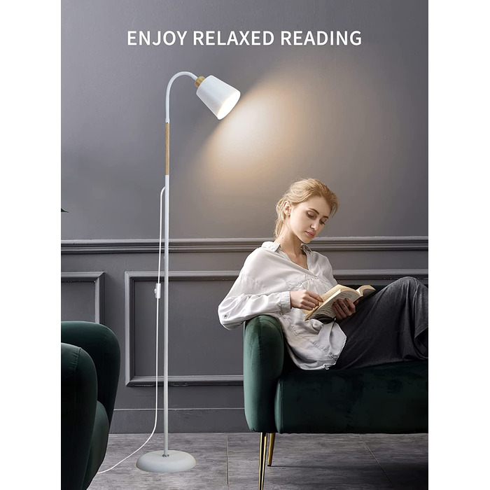 Торшер Anten Reading Lamp E27, 60W, поворотний, 159см, скандинавський, для вітальні/спальні/кабінету, білий