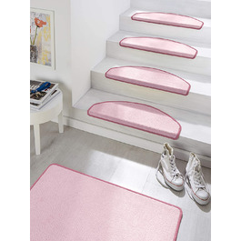 Килимки для сходів HANSE Home напівкруглі 15 шт 23x65 см рожеві
