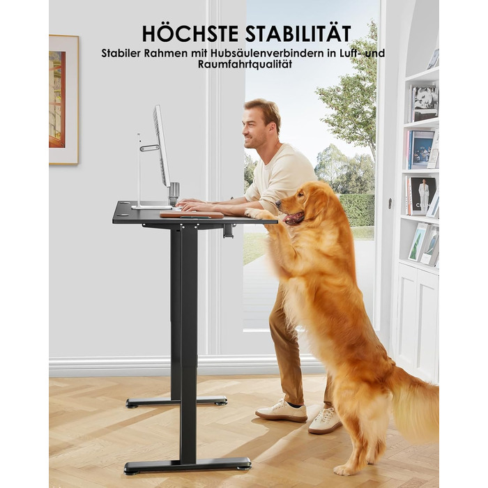 Електричний регульований стіл ErGear 140x70 см, чорний, з пам'яттю, для дому та офісу