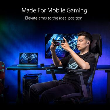 Ігровий крісло ASUS ROG Destrier Ergo (чорний) з регульованими підлокітниками та підтримкою попереку