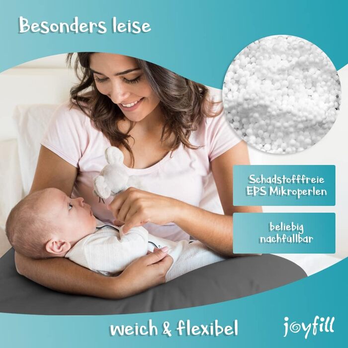 Подушка для годування Joyfill® Premium з мікроперлин - для сну та годування | Зручна та тиха подушка для сну на боці | Виготовлено в Німеччині