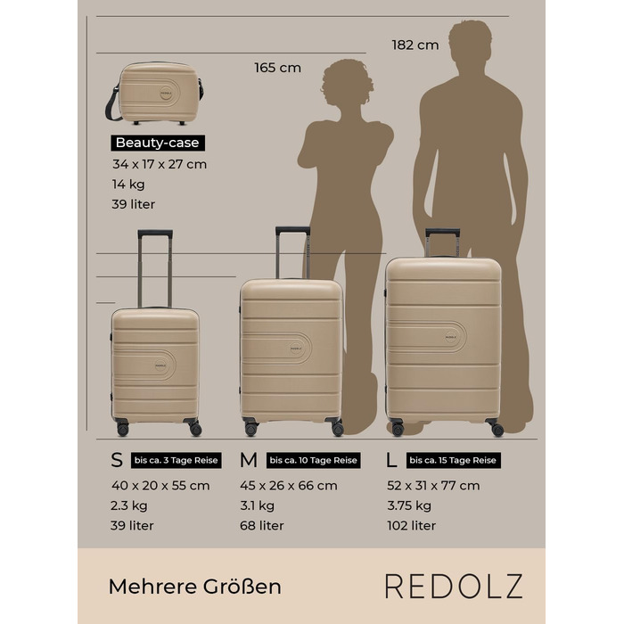 Жорсткий чохол REDOLZ XL 77 см Легкий поліпропілен 4 подвійні котушки та TSA (Essentials 11)