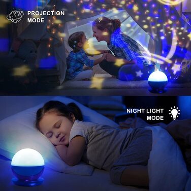 Проектор єдинорога MOERAE, дитячий проектор зоряного неба, 360 обертається проектор динозавра та зірки з 4 проекційними плівками, для дитячої кімнати, Різдвяний декоративний подарунок (рожевий)