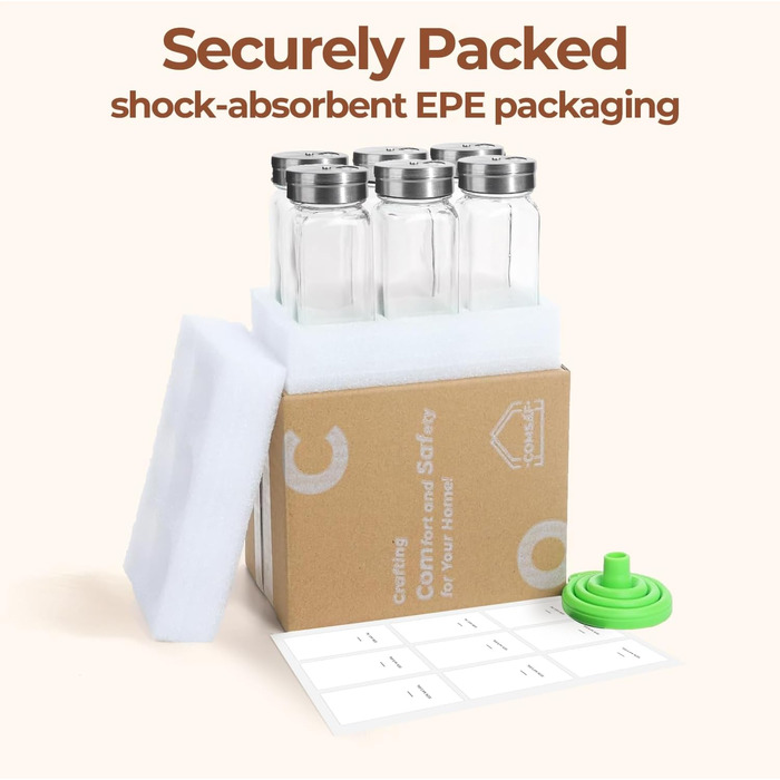 Набір банок для спецій ComSaf 120 мл (×120 шт.) з етикетками, кришками та воронками