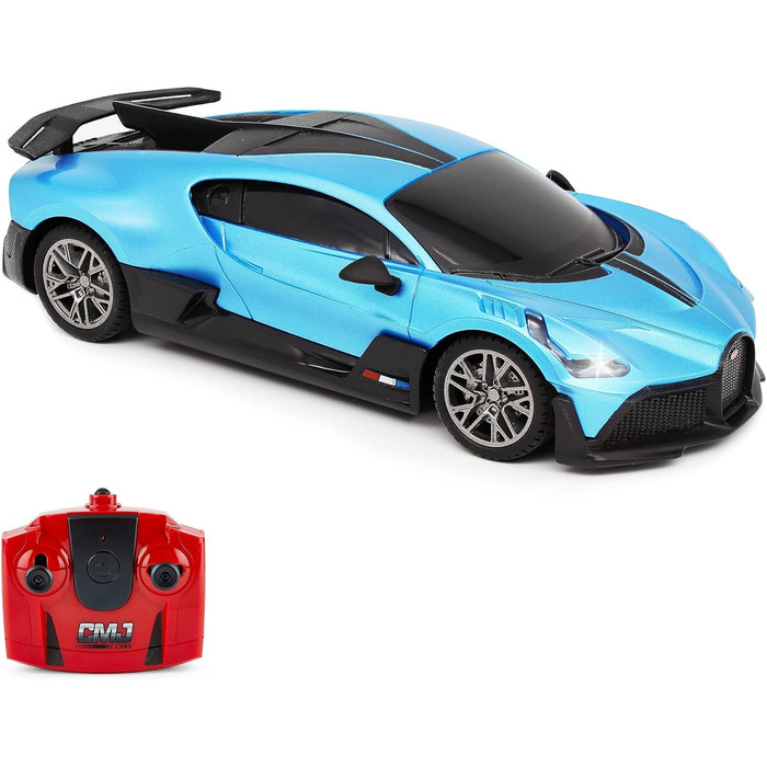 Модель автомобіля Bugatti Divo синього кольору 1:24 CMJ, радіокерування 2.4 GHz, офіційна ліцензія