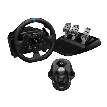Logitech G923 Racing Wheel – Гоночний руль з педалями та перемикачем для PS5, PS4, PC, Mac. TRUEFORCE, 1000Hz, чорний